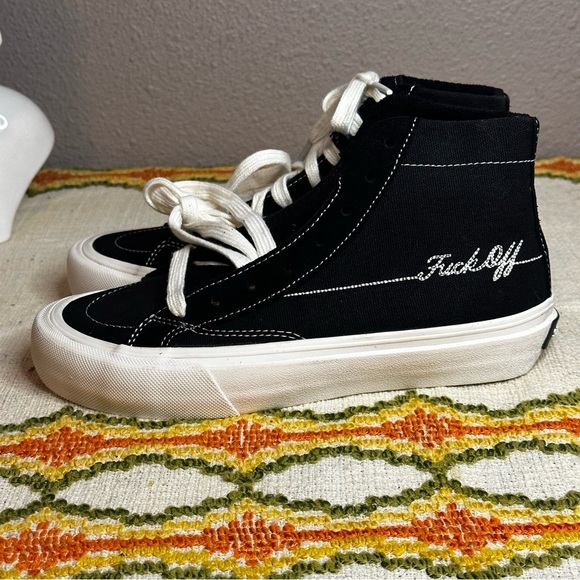 Straye F Off high top black suede sneakers sz 5​ - Picture 1 of 7
